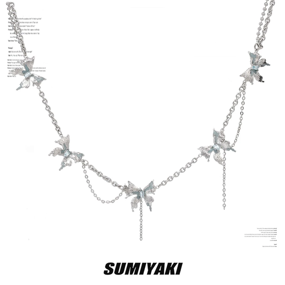 铜合金珐琅项链 SUMIYAKI 异度蝴蝶流苏项链甜酷风十足