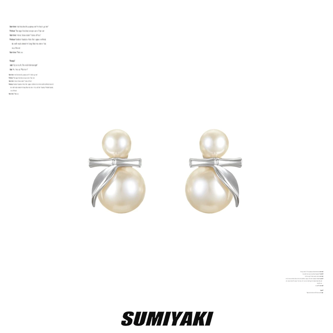 铜合金合成锆石耳饰 SUMIYAKI小葫芦珍珠耳环高级感耳饰耳钉女