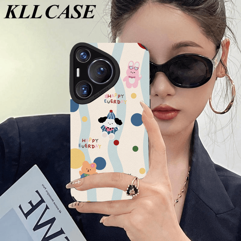 三只小动物适用华为p70pro手机壳女小羊皮mate60新款p60防摔全包