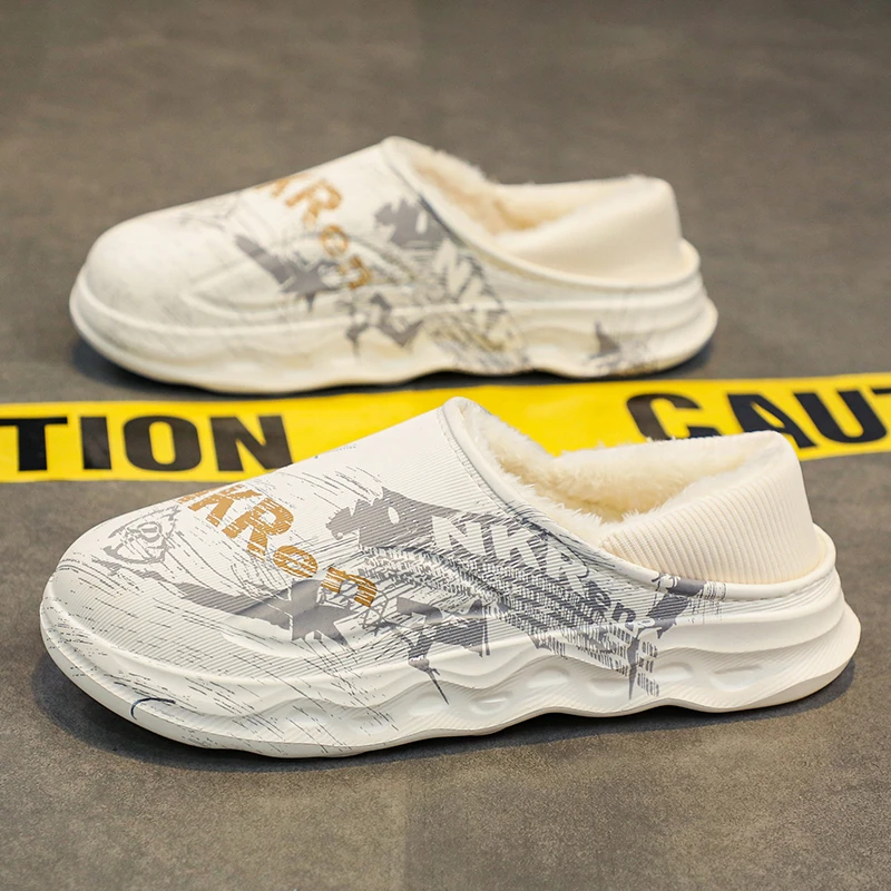 棉拖鞋男冬季包头包跟加绒保暖户外防滑防水加厚男士大码居家棉拖