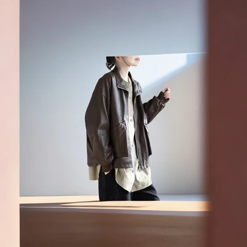 女款短款休闲PU秋冬外套