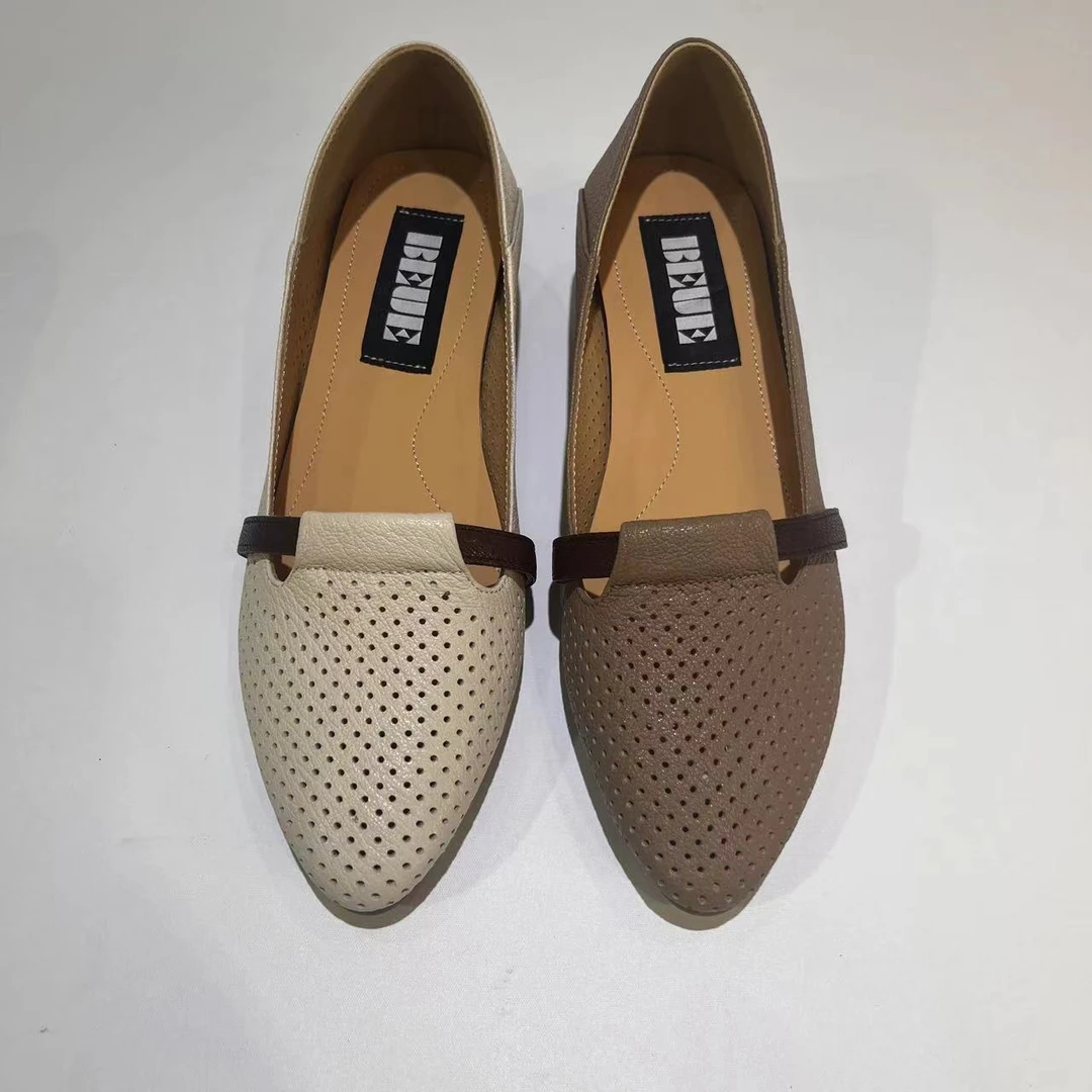 【尤莱特】全新里外全真皮舒适透气尖头3cm粗跟时尚单鞋 4373