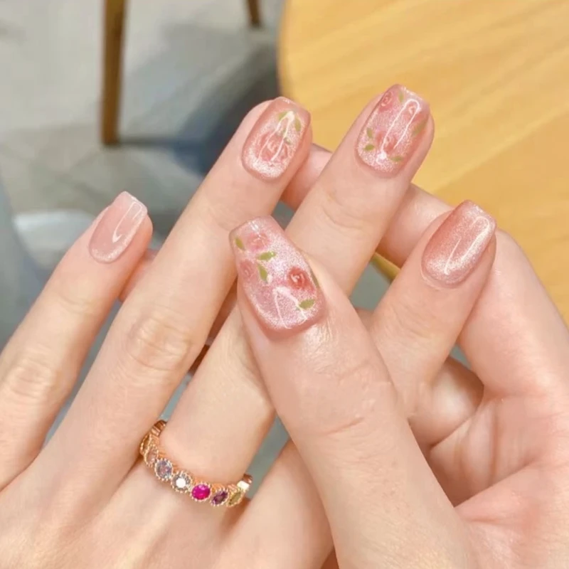 【玫瑰庄园】椿寂CHUNJI手工穿戴甲夏季ins简约美少女冰透玫瑰