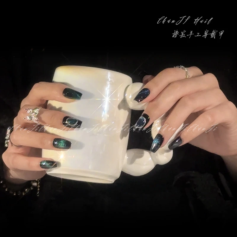 【伯格之恋】 手工设计穿戴甲春夏花花美甲蓝色夏季