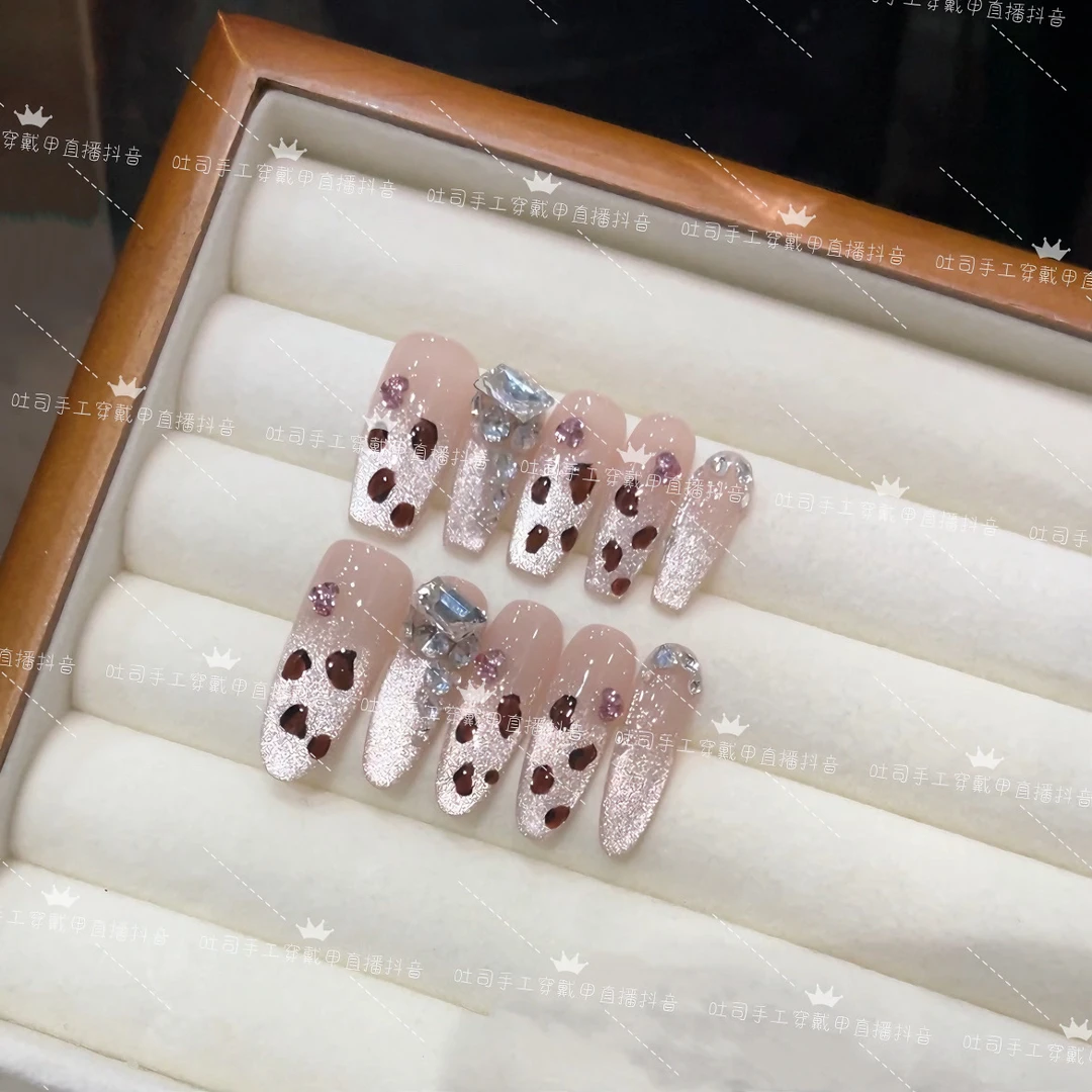 【小豹纹】猫眼夏日款设计穿戴甲温柔纯手工气质纯欲ins风