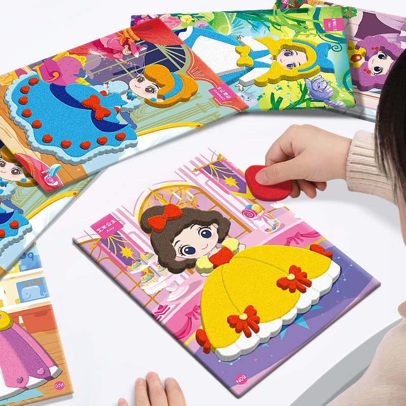 公主eva贴纸手工diy立体3d粘贴画幼儿园制作材料包女儿童益智玩具