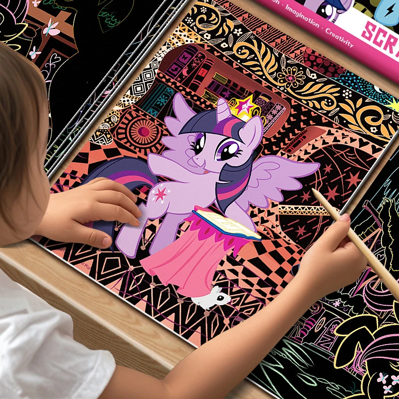 小马宝莉刮刮画儿童手工炫彩刮画纸便携刮刮纸女孩趣味涂鸦刮画本