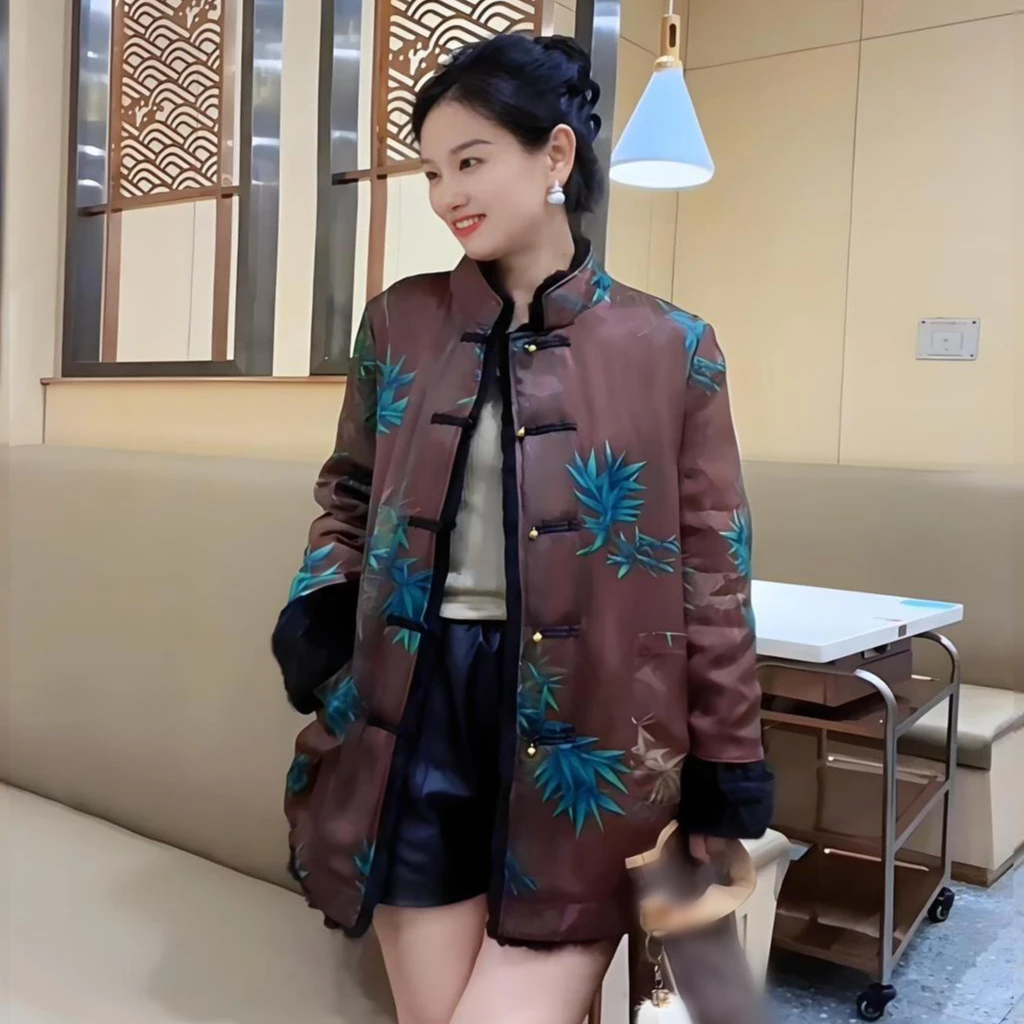 诺谰 高档水貂毛两面穿人丝木薯丝立领修身貂皮大衣皮草外套23028