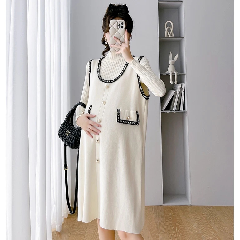 孕妇装秋季洋气新款套装时尚洋气减龄小香风两件套孕妇连衣裙秋冬