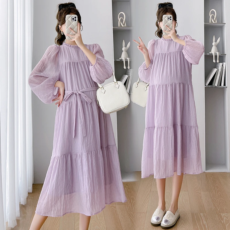 2024孕妇连衣裙秋季新款韩版温柔风宽松长袖天丝大码显瘦仙女裙