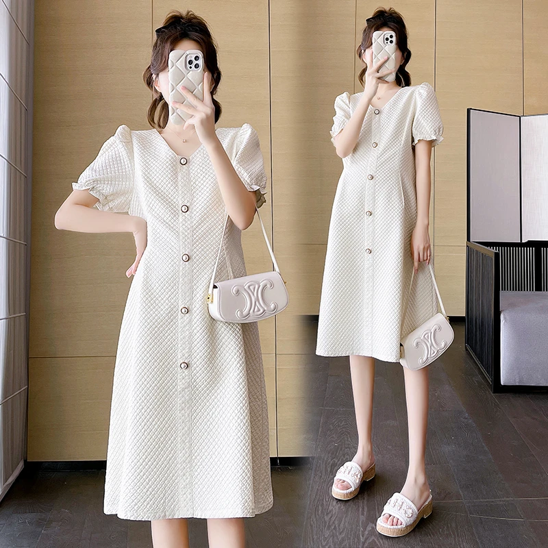 小香风孕妇装夏季连衣裙小个子新款时尚气质大码宽松显瘦中长款