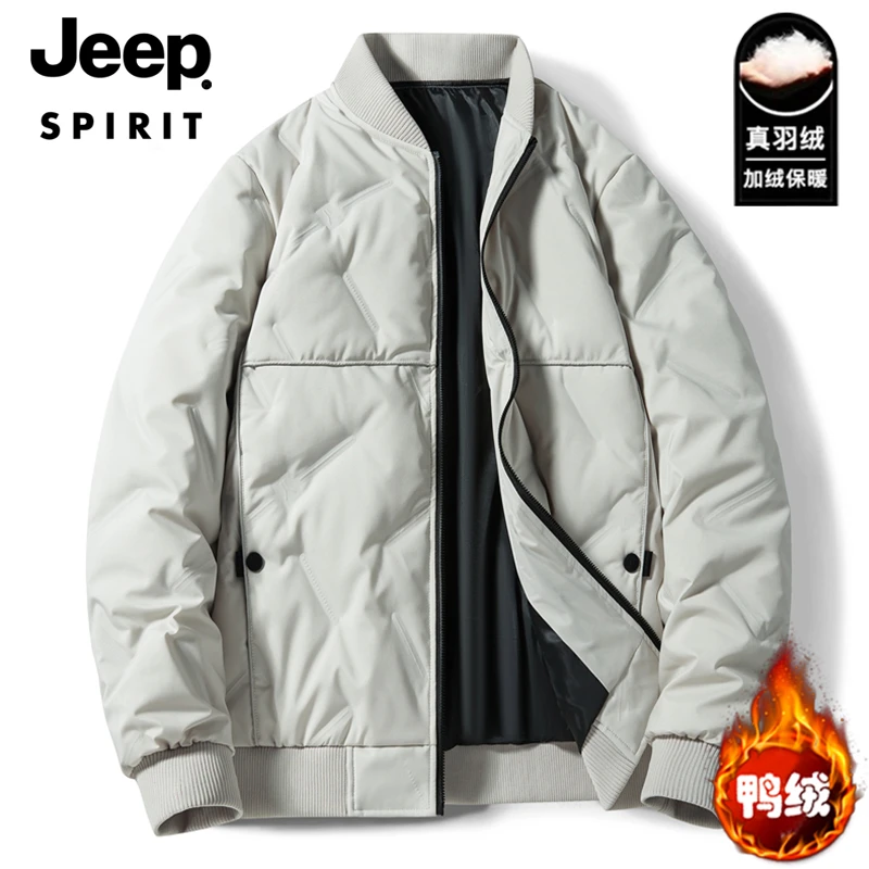 JEEP吉普冬季羽绒服2023男士新款宽松休闲立领棒球领夹克潮流外套