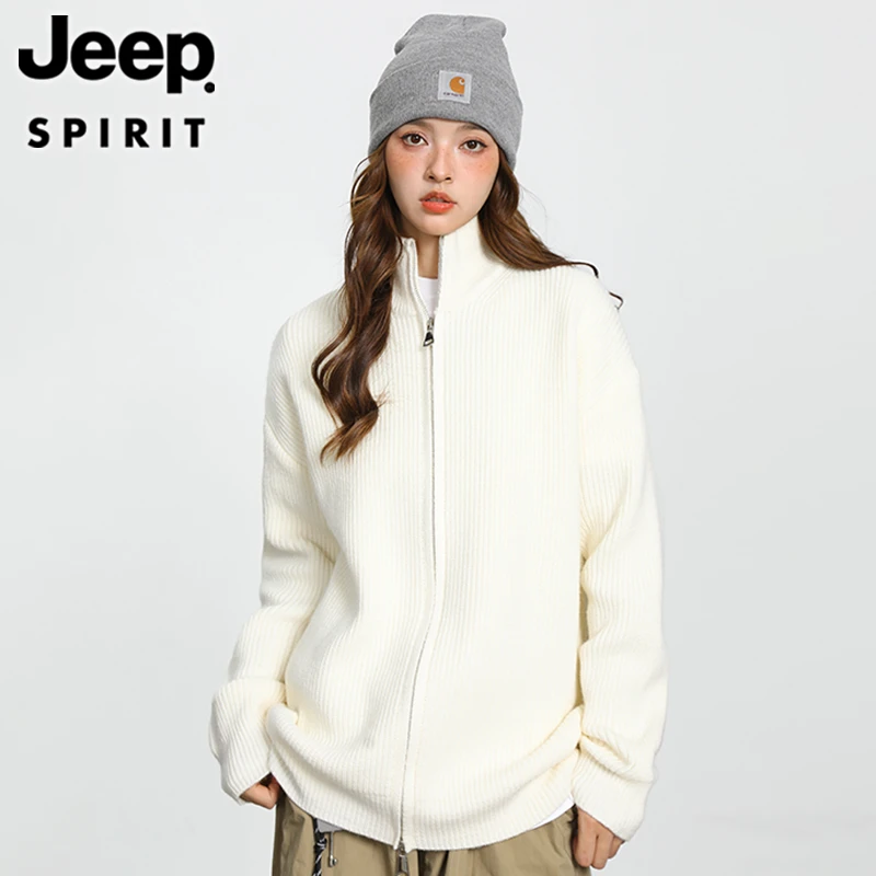 JEEP SPIRIT 吉普时尚 美式潮流针织衫情侣秋冬宽松百搭纯色外套
