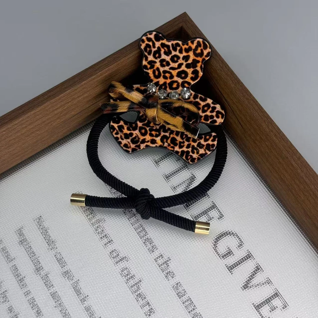韩国ins韩版轻奢时尚豹纹小熊发绳106福利