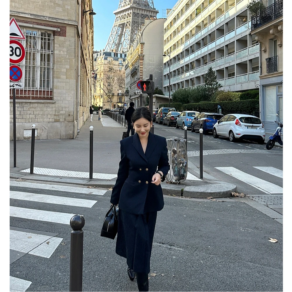 DIDI LAUREN“罗曼”老钱高奢定制贵族气质藏青色半裙