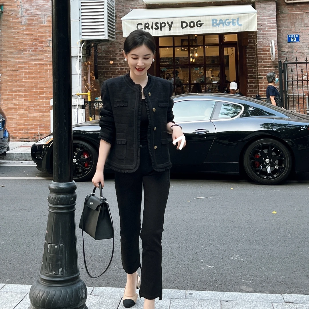 DIDI LAUREN“谁穿谁瘦”自留款不规则黑色牛仔裤