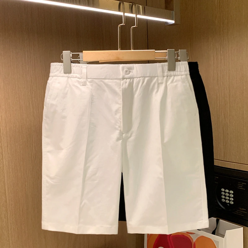 欧美简约时尚轻奢纯色休闲短裤男夏季英伦儒雅男士百搭直筒五分裤