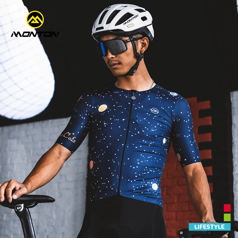 Monton脉腾骑行服 夏秋季男女短袖 透气速干公路骑行短上衣太空猫
