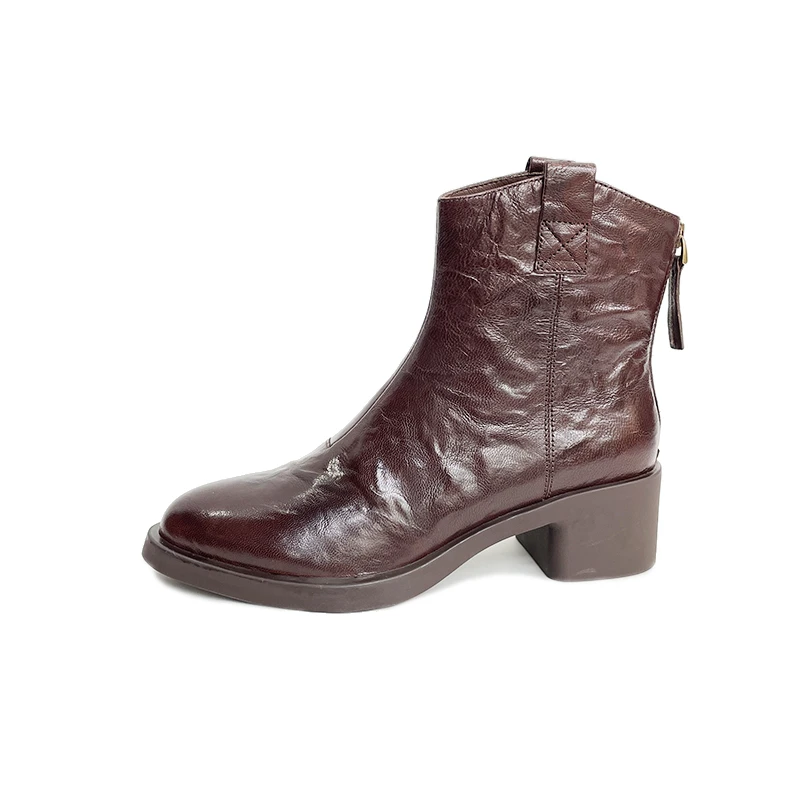 【潘文青补贴】复古短靴粗跟中跟女靴通勤英伦靴子778R