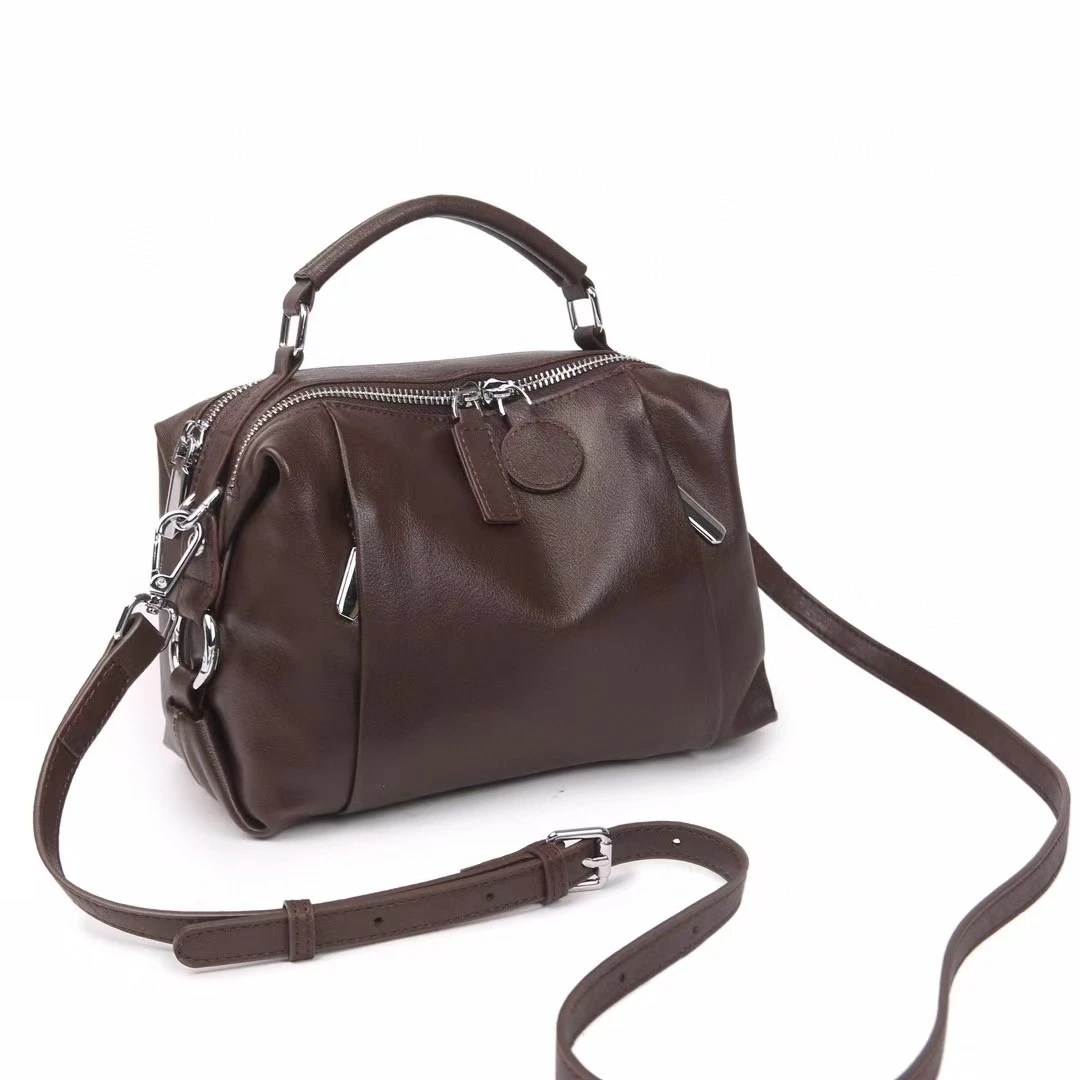 复古时尚休闲韩版斜跨包棕色真皮女包单肩斜挎包手提包大容量百搭