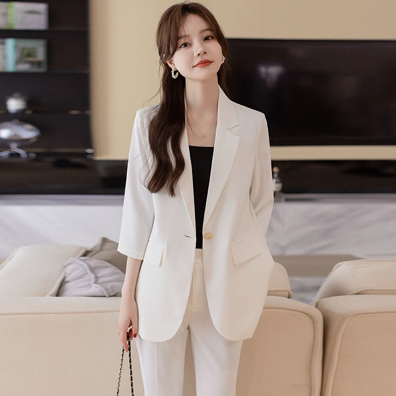 夏季西装外套女薄款网红七分袖小西服显瘦轻奢气质高端职场女正装