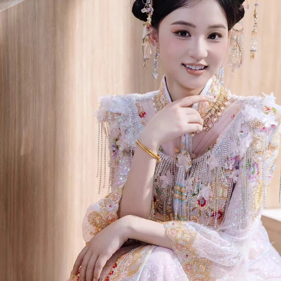 新娘秀禾服中式结婚嫁衣秋季显瘦敬酒服高档珠绣出阁服女