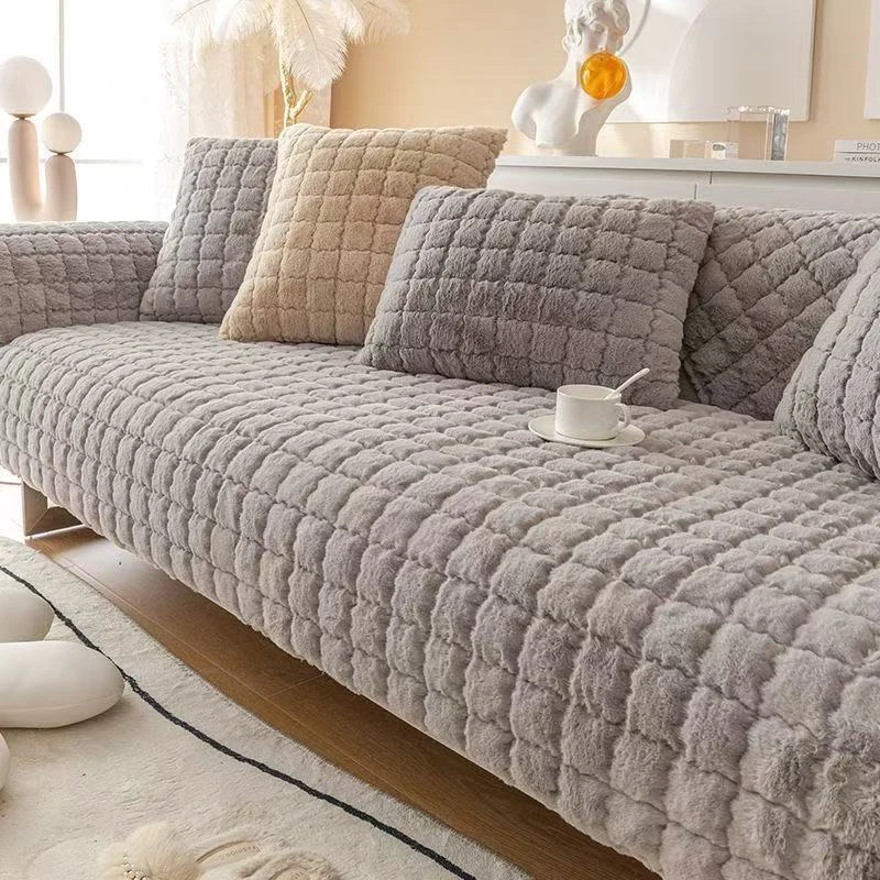 冬季加厚法莱绒沙发垫防滑保暖坐垫简约现代沙发套罩直排沙发飘窗
