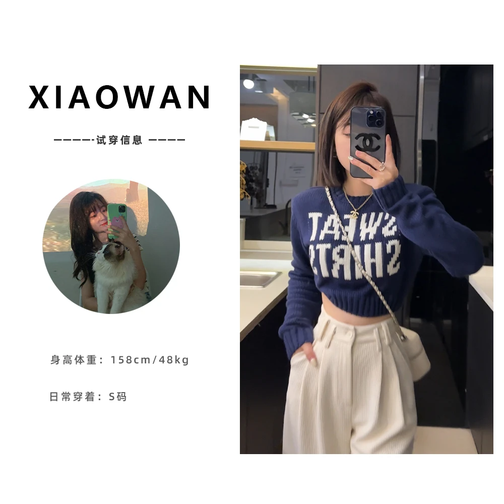 【法式甜美】圆领字母百搭毛衣        10010    ★