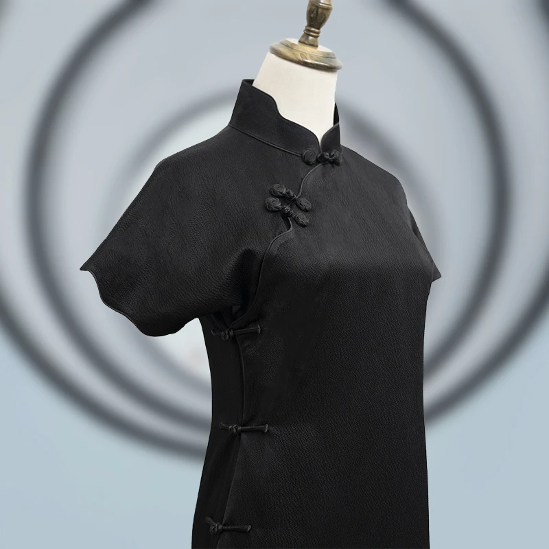 玄禧 香云纱手工真丝平裁旗袍复古气质古风古韵旗袍美人裙