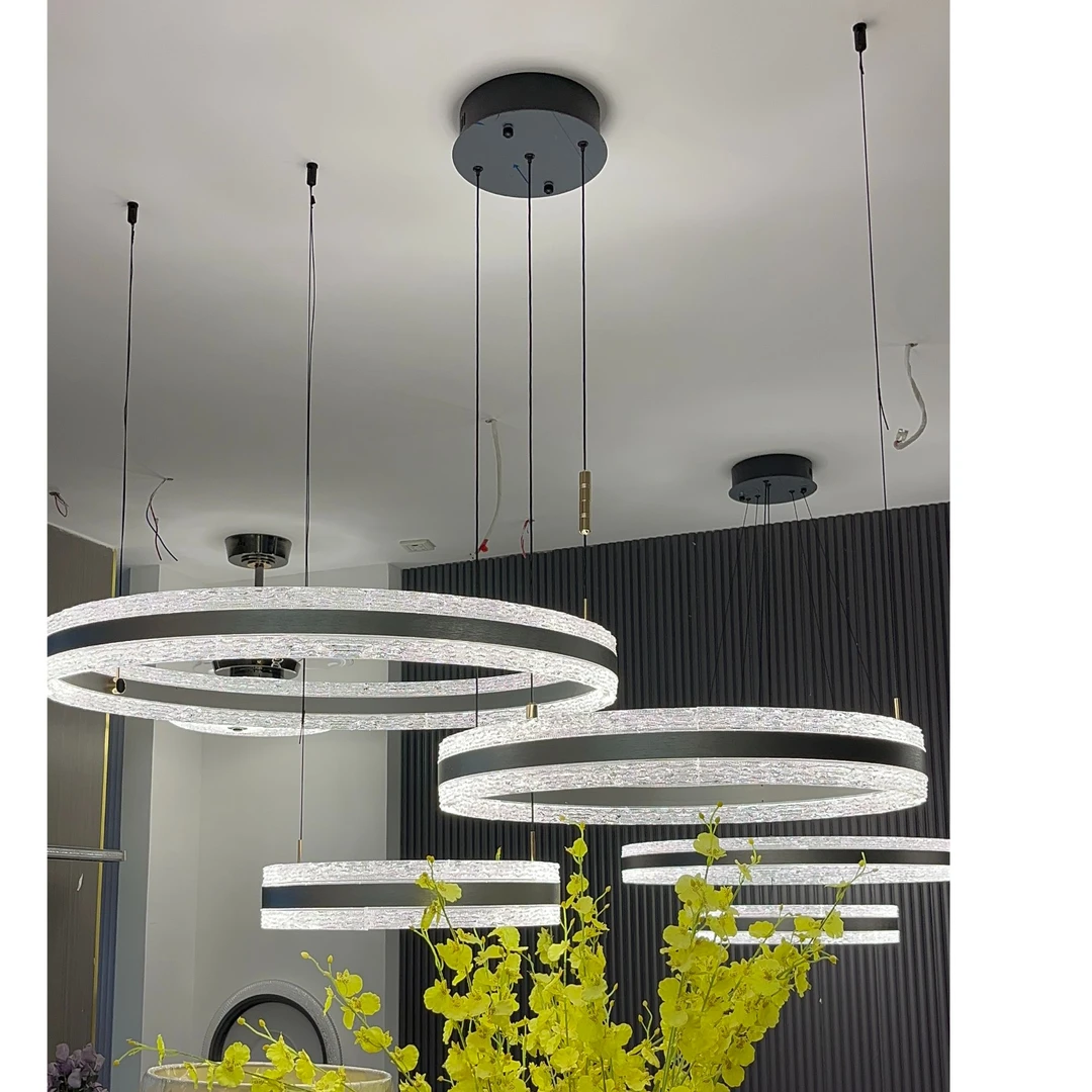 《智乔灯饰》客厅时尚轻奢现代简约高级灰led智能圈圈吊灯大气