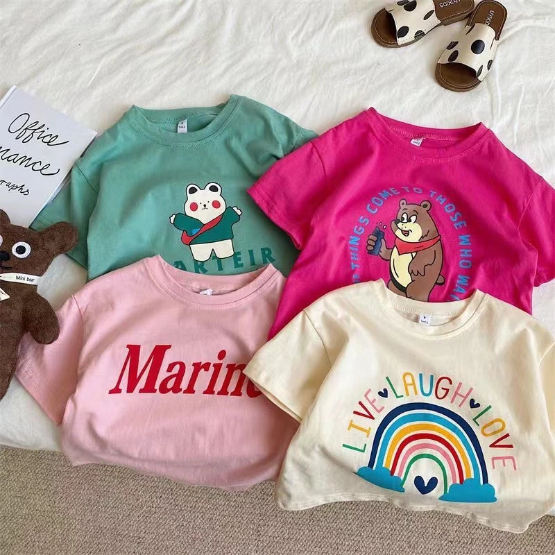 儿童纯棉短袖T恤夏季新款2024圆领短袖T恤男女童短袖T恤宝宝上衣