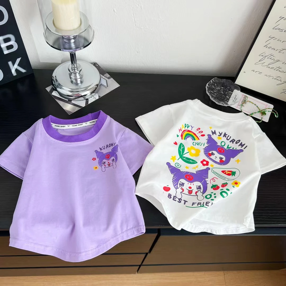 女童短袖T恤宝宝上衣夏季2025新款韩版圆领休闲上衣百搭宽松纯棉