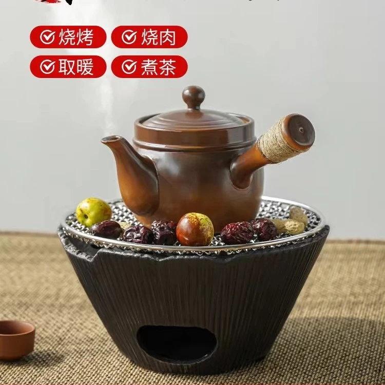 围炉煮茶套装炭火烤茶炉煮茶器日式煮茶炉碳炉户外庭院煮茶壶装备