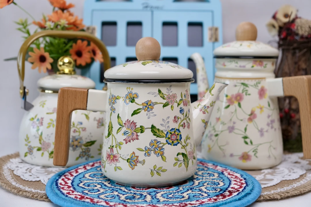 赛里斯欧丽家珐琅搪瓷壶烧水壶奶茶壶煮花茶夏天熬药壶三件套英式