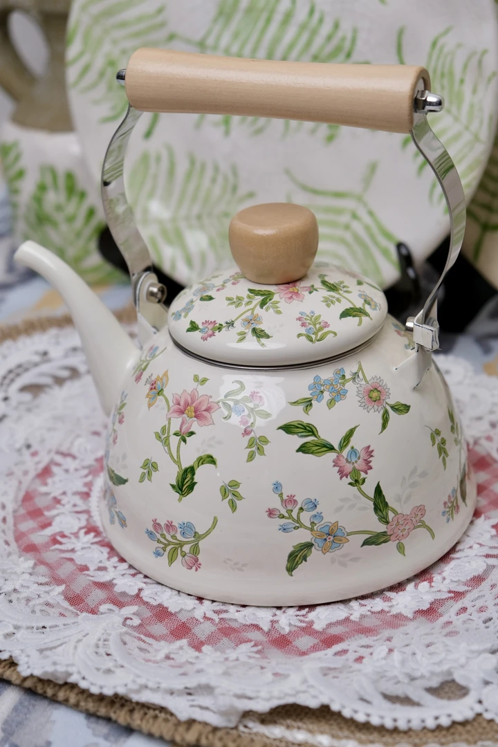 赛里斯加厚平底小花珐琅搪瓷烧水壶家用茶壶奶茶壶电磁炉燃气通用