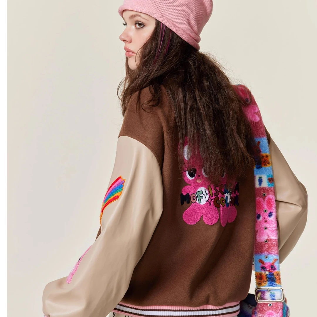 iscreamcolour MOF 艺术家原创烫钻刺绣图案针织冷帽百搭显脸小