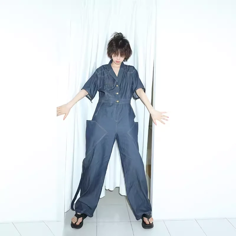 oinkoink秋季新品复古经典 可拆卸牛仔连体裤