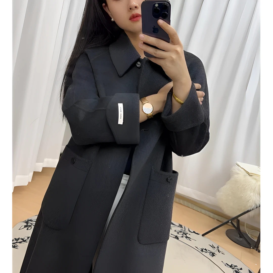 【627】休闲新款高端轻奢款时尚长款外套气质优雅秋冬毛呢大衣百搭