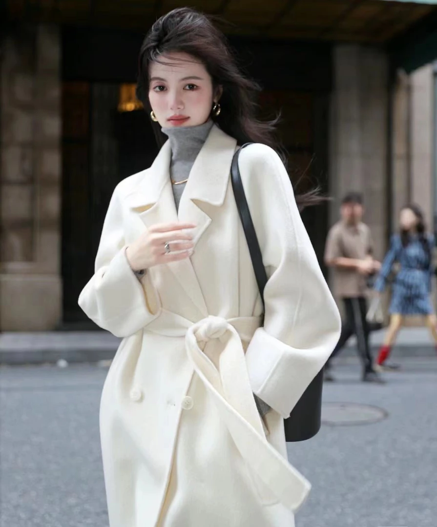 魔鬼大衣高支澳毛大衣手缝大衣韩版气质休闲款女士外套