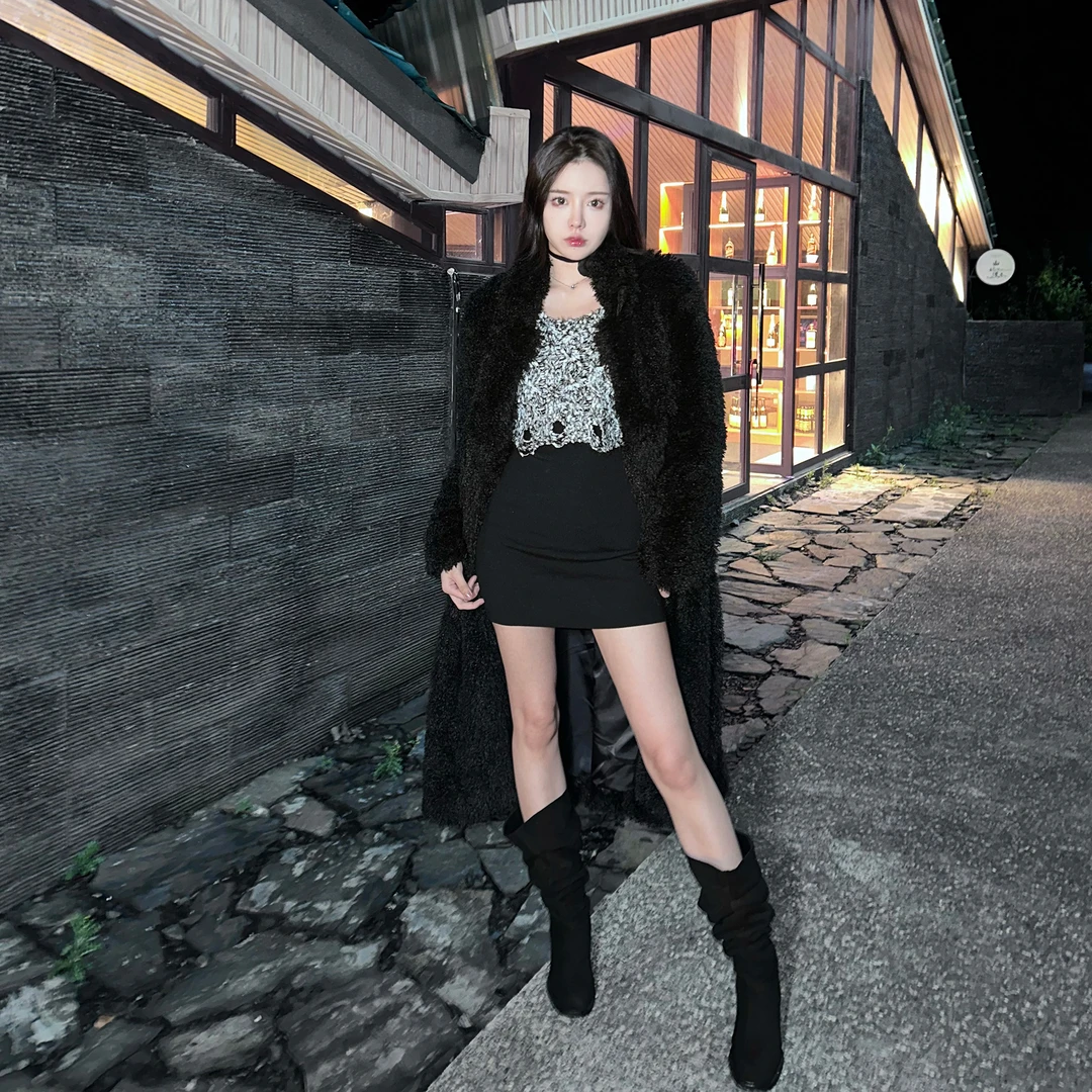 Liuu嘻嘻阿/小火炉/仿羊羔毛外套女秋冬中长款宽松百搭毛绒绒大衣