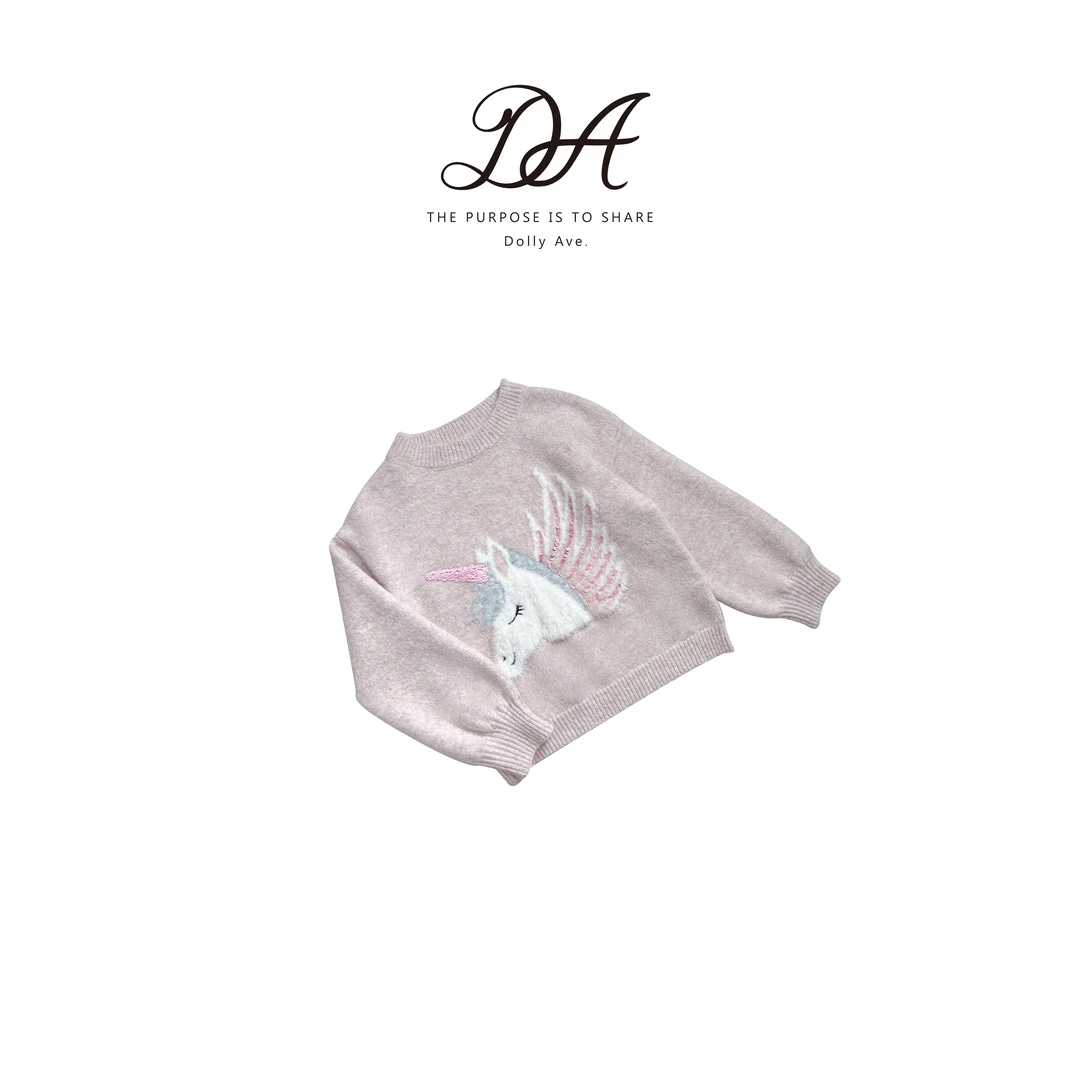 【现货】Dolly Ave 独角兽 轻奢高定甜美百搭珠片绣圆领冬季毛衣