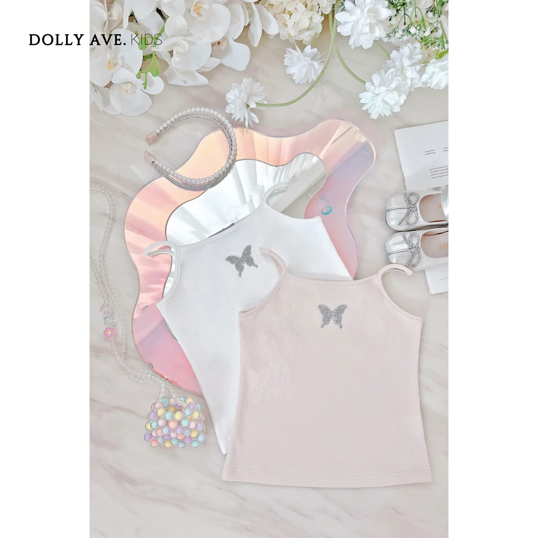 Dolly Ave 百搭吊带 气质女童夏季蝴蝶结双色轻奢吊带纯棉小背心