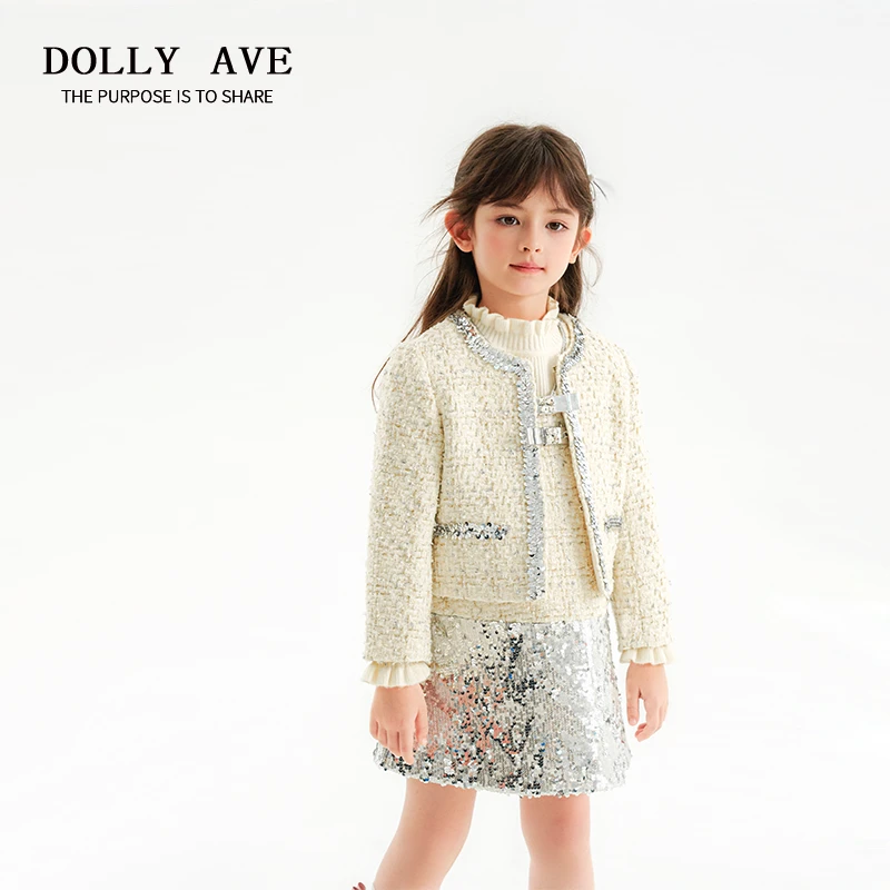 【现货】Dolly Ave 星语 轻奢高定甜美女童小香风亮片连衣裙套装