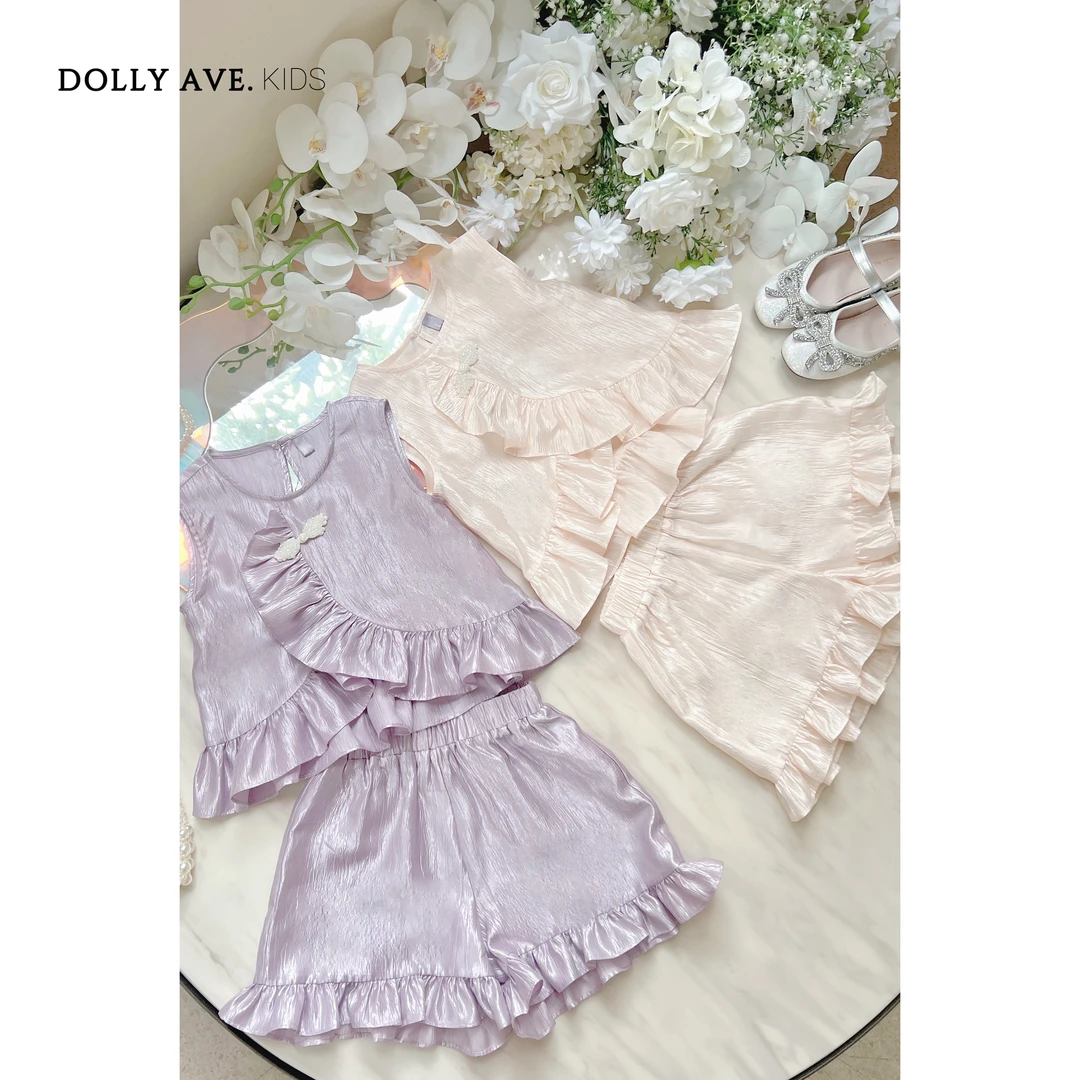 【狂欢季】Dolly Ave 漫儿 甜美女童夏季休闲盘扣国风醋酸面料套装