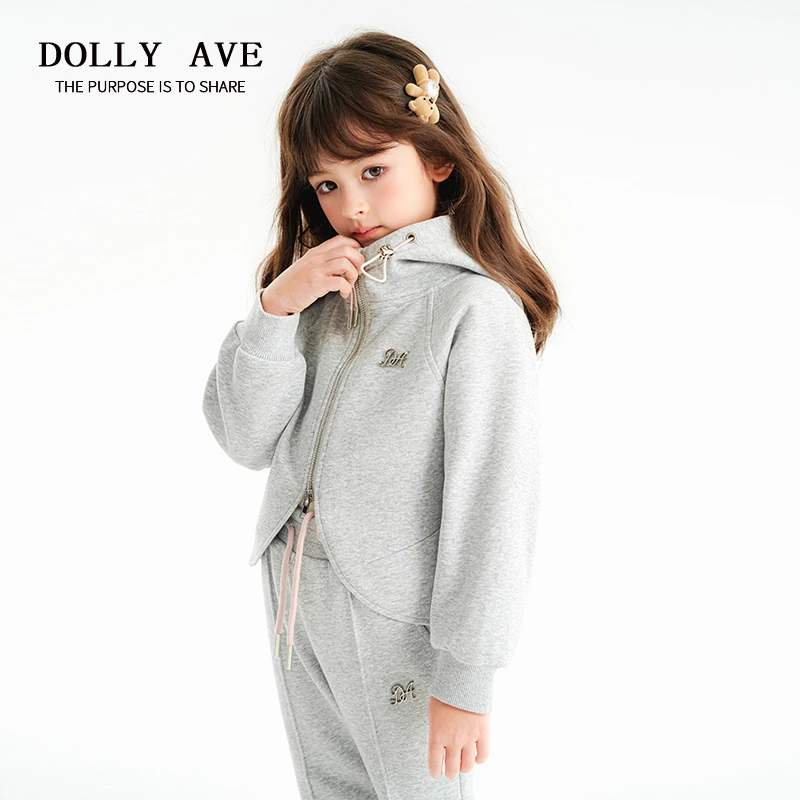 【现货】Dolly Ave 欧妮 轻奢高定休闲运动女童连帽拼接剪裁套装