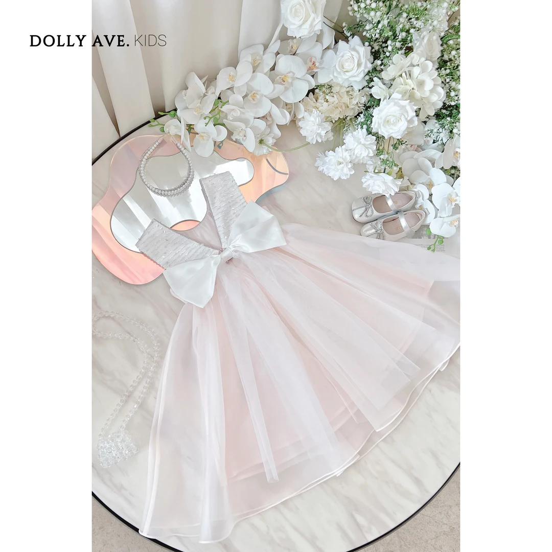 【现货】Dolly Ave 初允 轻奢蝴蝶结女童气质立裁裙摆甜美公主裙