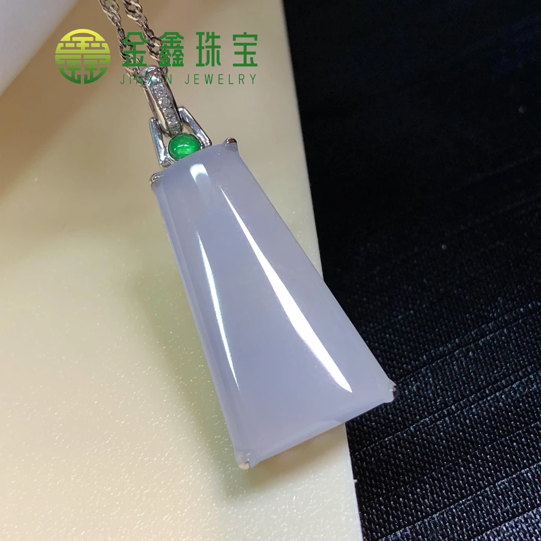 【金鑫】18k冰紫无事牌吊坠*厚装冰紫无事牌吊坠缅翡A货精美不含链