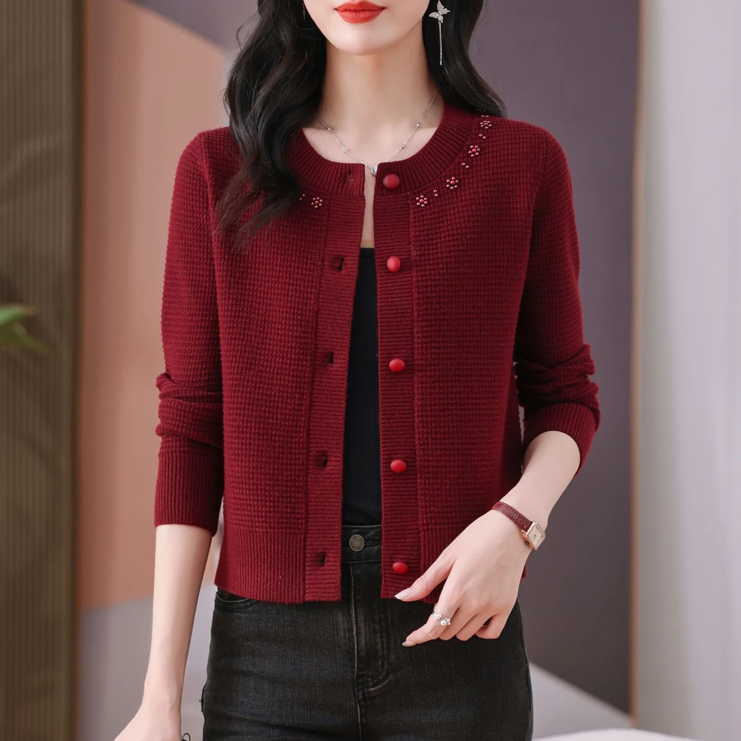 【绵羊毛】2024秋冬新款时尚减龄显瘦真开衫舒适短款好看百搭