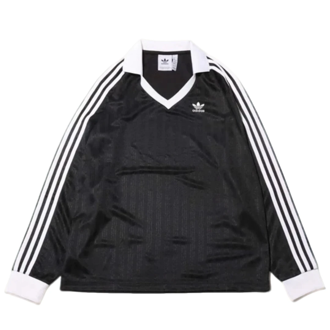 adidas/阿迪达斯《万科AD》黑色长袖宽松运动立领经典POLO衫 IZ4808