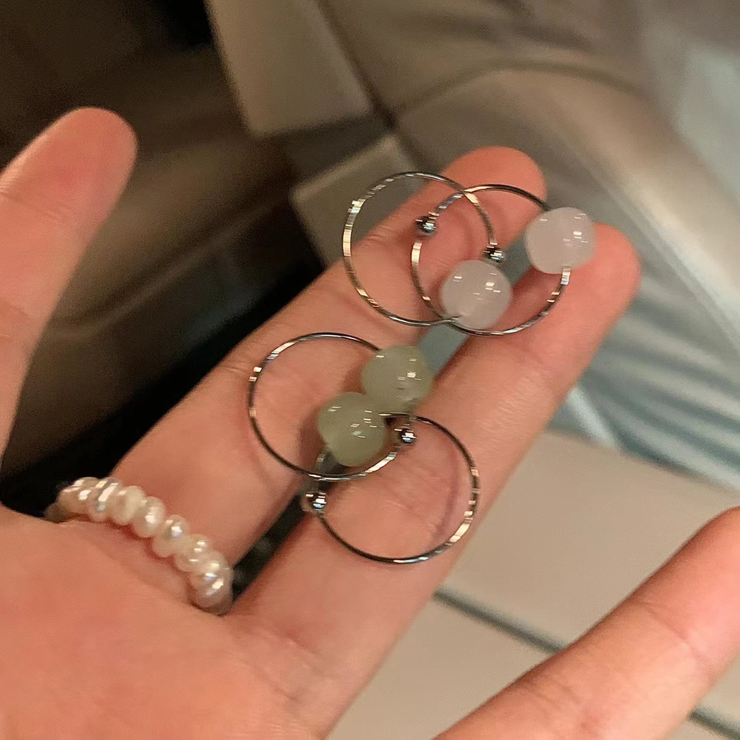 合金耳饰 清冷感~新中式圈圈耳钉女小众设计感耳饰女高级感耳